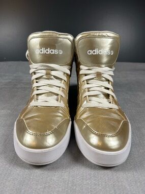 adidas Metallic Gold High-Top Sneakers with White Soles Size 11